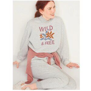 NWT French Terry Oversized Sweatshirt OLD NAVY Mock Neck Lounge Fleece S